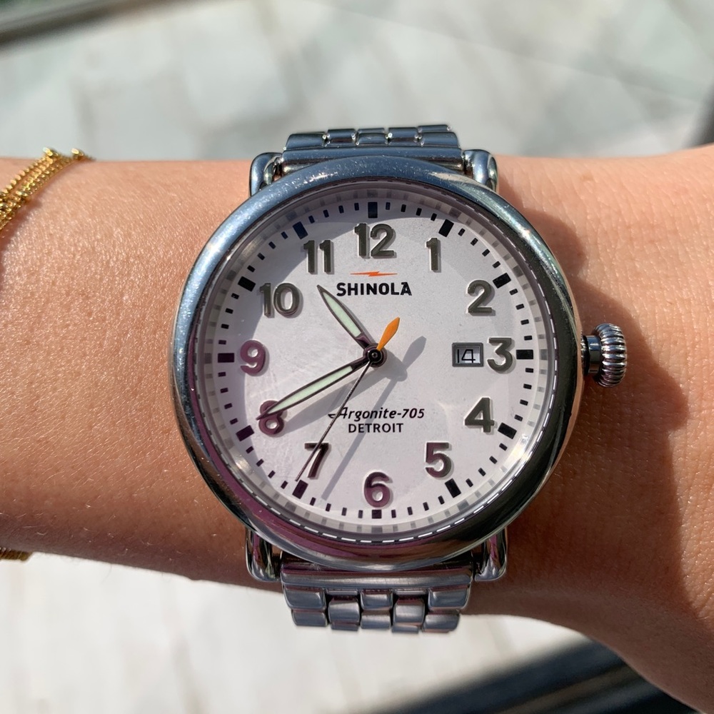 Shinola Runwell Silver Bracelet Watch